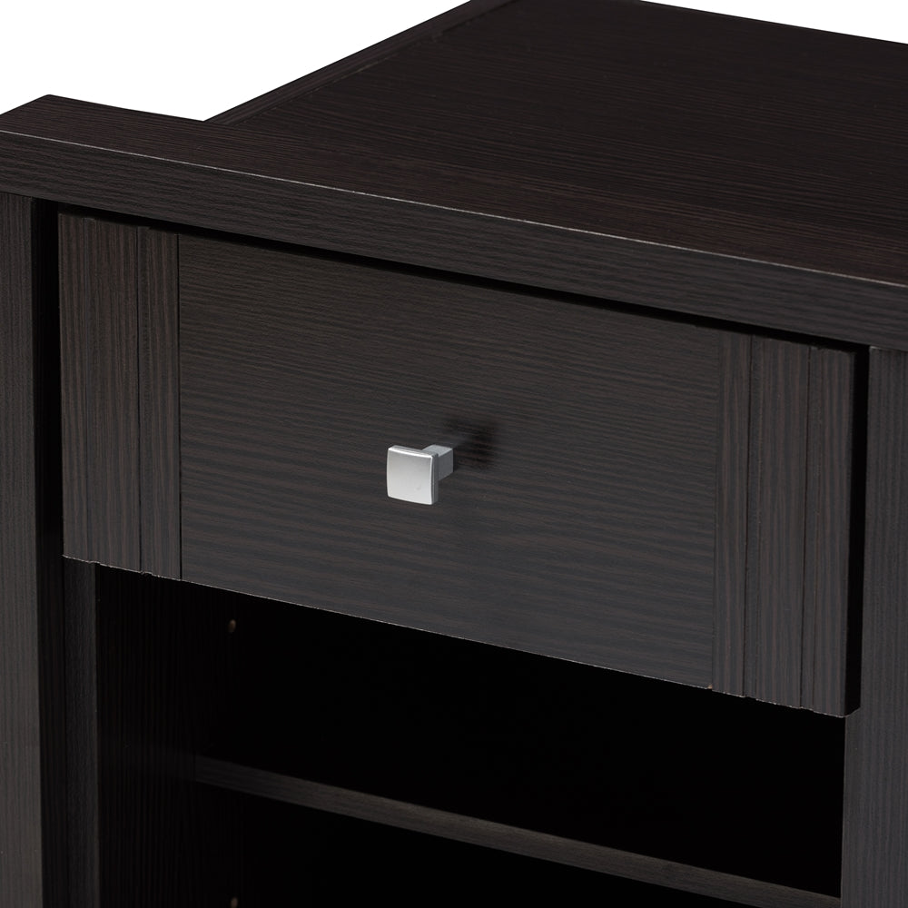 Baxton Studio Danette Modern And Contemporary Wenge Brown Finished 1-Drawer Nightstand