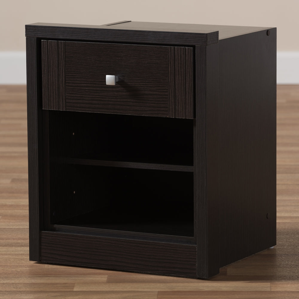 Baxton Studio Danette Modern And Contemporary Wenge Brown Finished 1-Drawer Nightstand