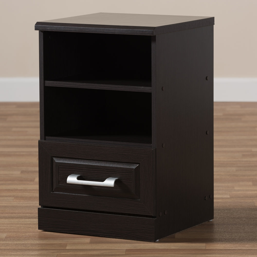 Baxton Studio Odelia Modern And Contemporary Wenge Brown Finished 1-Drawer Nightstand