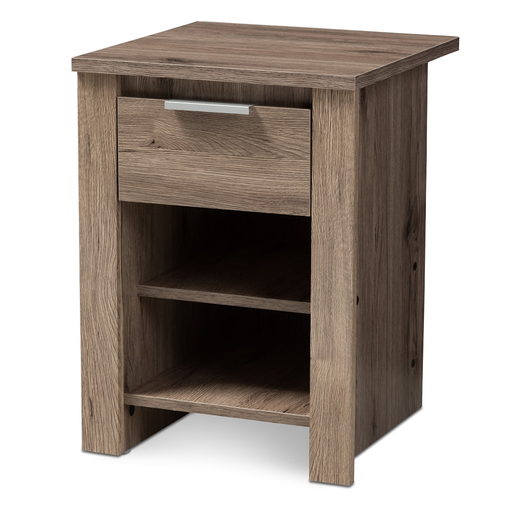 Baxton Studio Laverne Modern And Contemporary Oak Brown Finished 1-Drawer Nightstand