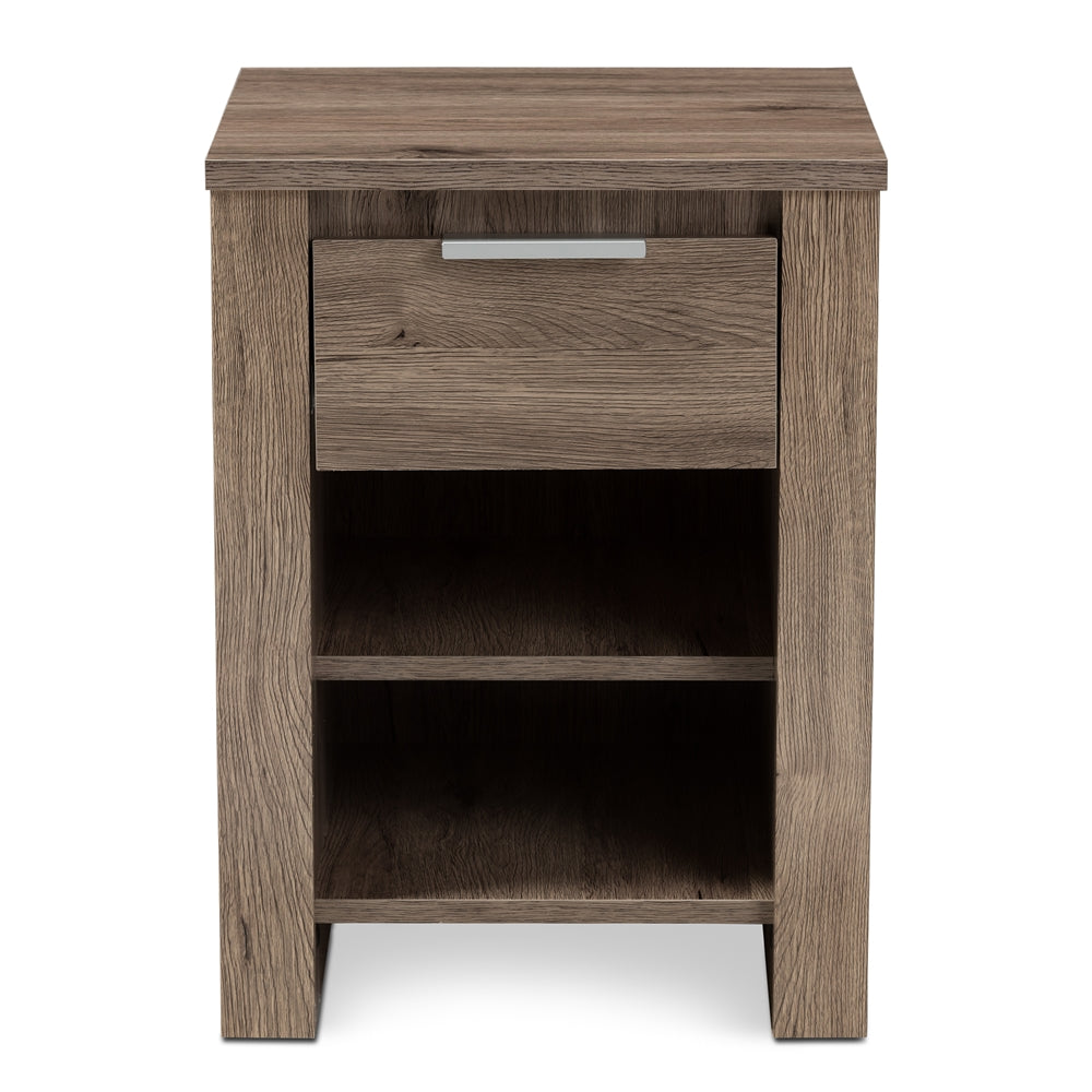 Baxton Studio Laverne Modern And Contemporary Oak Brown Finished 1-Drawer Nightstand