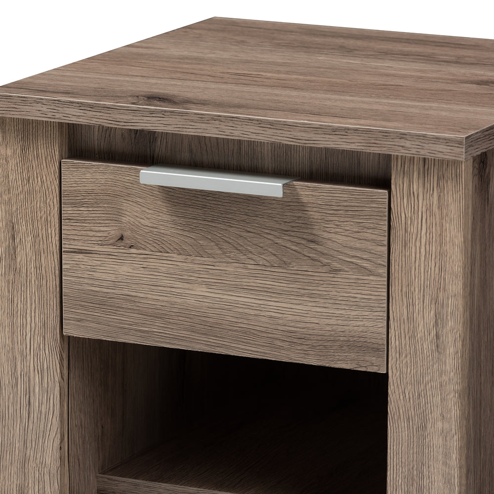 Baxton Studio Laverne Modern And Contemporary Oak Brown Finished 1-Drawer Nightstand