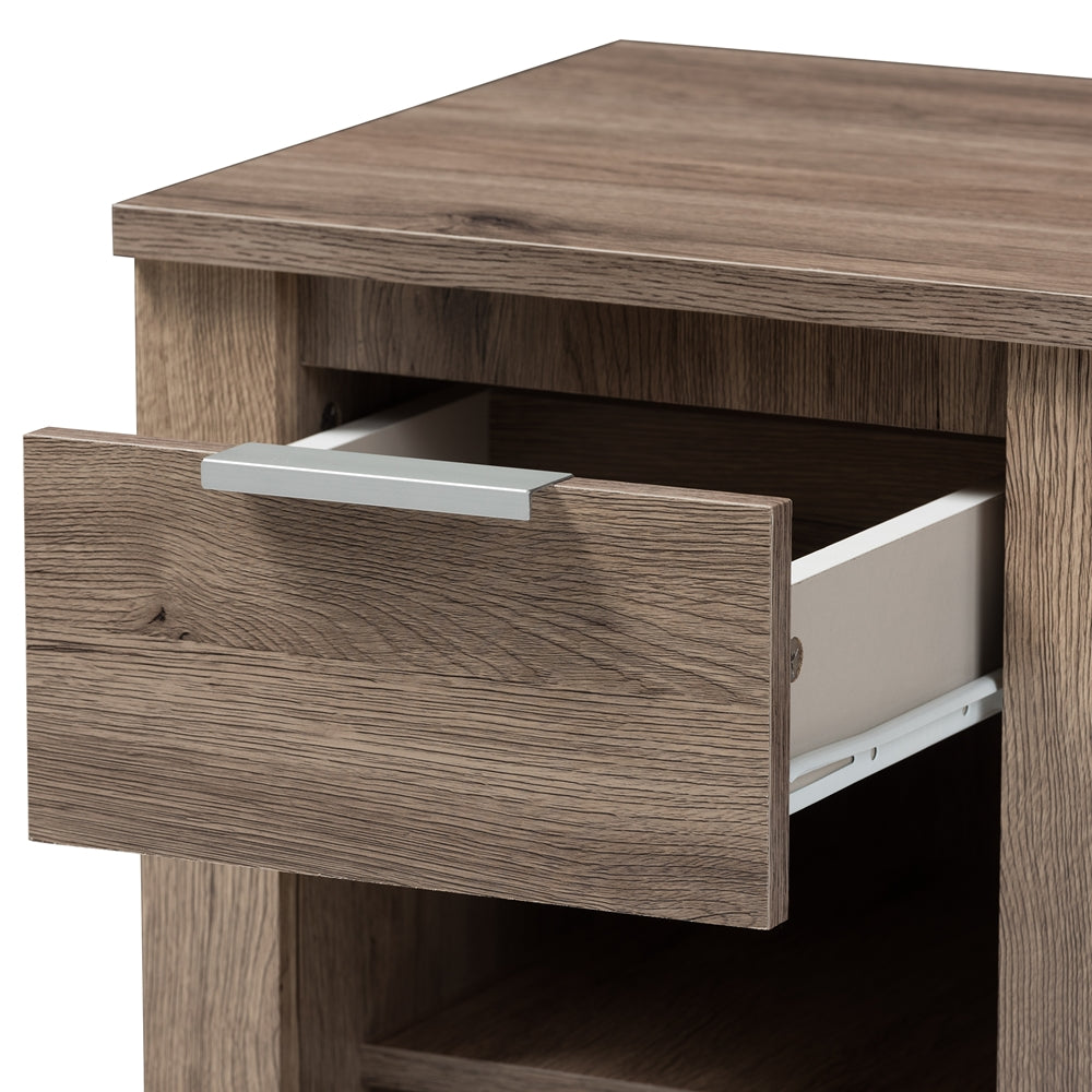 BAXTON STUDIO LAVERNE MODERN AND CONTEMPORARY OAK BROWN FINISHED 1-DRAWER NIGHTSTAND