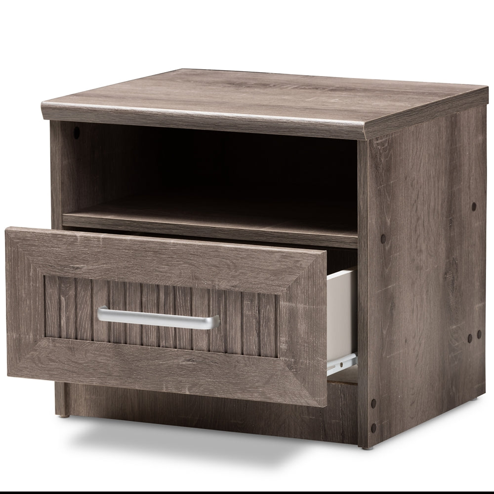 Baxton Studio Gallia Modern And Contemporary Oak Brown Finished 1-Drawer Nightstand