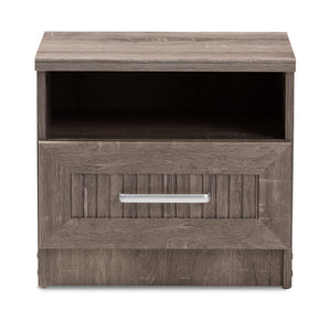 Baxton Studio Gallia Modern And Contemporary Oak Brown Finished 1-Drawer Nightstand