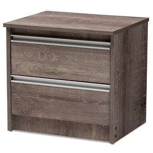 Baxton Studio Gallia Modern And Contemporary Oak Brown Finished 2-Drawer Nightstand