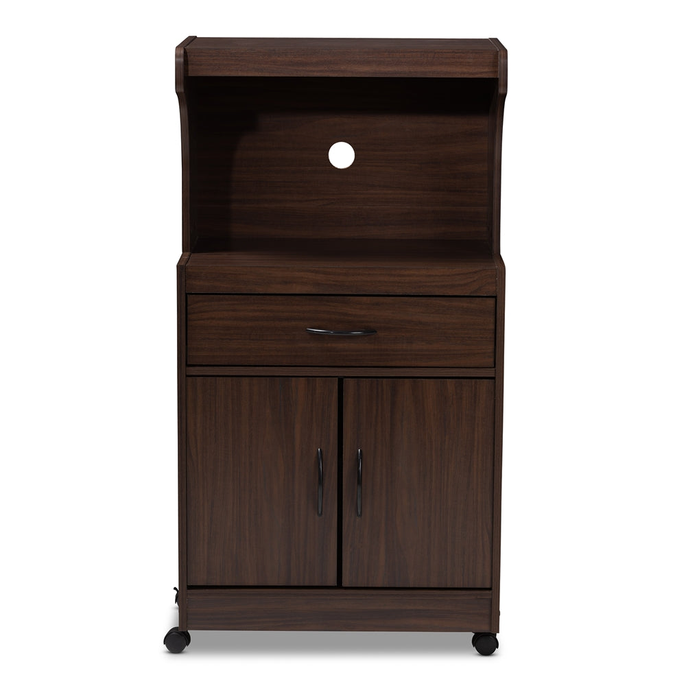 Baxton Studio Tannis Modern And Contemporary Dark Walnut Finished Kitchen Cabinet