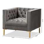 Load image into Gallery viewer, Baxton Studio Zanetta Luxe And Glamour Grey Velvet Upholstered Gold Finished Lounge Chair
