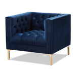 Load image into Gallery viewer, Baxton Studio Zanetta Luxe And Glamour Navy Velvet Upholstered Gold Finished Lounge Chair
