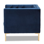 Load image into Gallery viewer, Baxton Studio Zanetta Luxe And Glamour Navy Velvet Upholstered Gold Finished Lounge Chair
