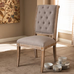 Load image into Gallery viewer, Baxton Studio Charmant French Provincial Beige Fabric Upholstered Weathered Oak Finished Wood Dining Chair
