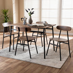 Load image into Gallery viewer, Baxton Studio Darcia Rustic And Industrial Brown Wood Finished Matte Black Frame 5-Piece Dining Set
