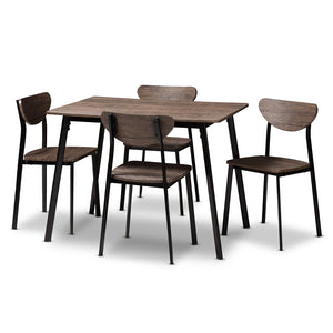 Baxton Studio Ornette Mid-Century Modern Matte Black Frame 5-Piece Dining Set