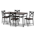 Load image into Gallery viewer, Baxton Studio Josie Rustic And Industrial Brown Wood Finished Matte Black Frame 5-Piece Dining Set
