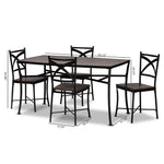 Load image into Gallery viewer, Baxton Studio Josie Rustic And Industrial Brown Wood Finished Matte Black Frame 5-Piece Dining Set
