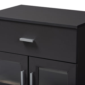 Baxton Studio Jonas Modern And Contemporary Dark Grey And Oak Brown Finished Kitchen Cabinet