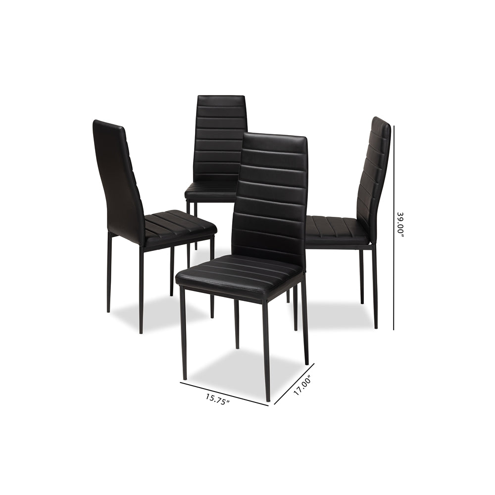 Baxton Studio Armand Modern And Contemporary Black Faux Leather Upholstered Dining Chair (Set Of 4)