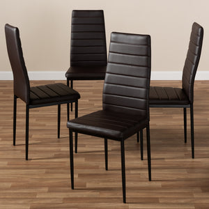 Baxton Studio Armand Modern And Contemporary Brown Faux Leather Upholstered Dining Chair (Set Of 4)