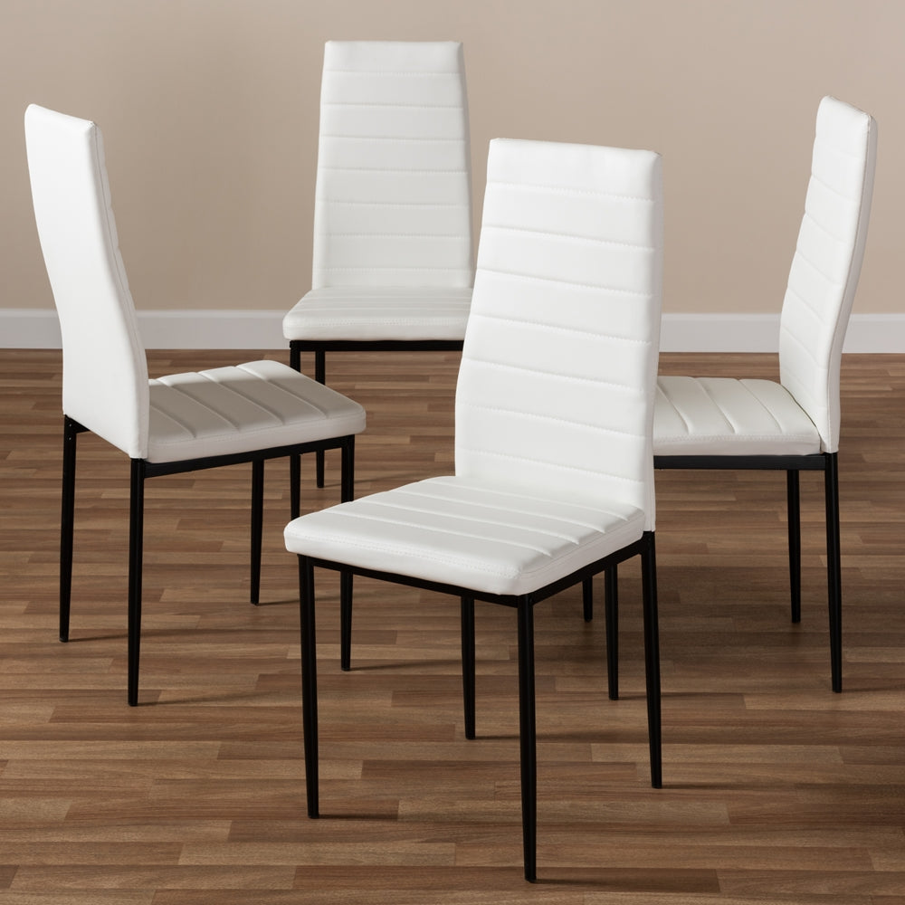 Baxton Studio Armand Modern And Contemporary White Faux Leather Upholstered Dining Chair (Set Of 4)