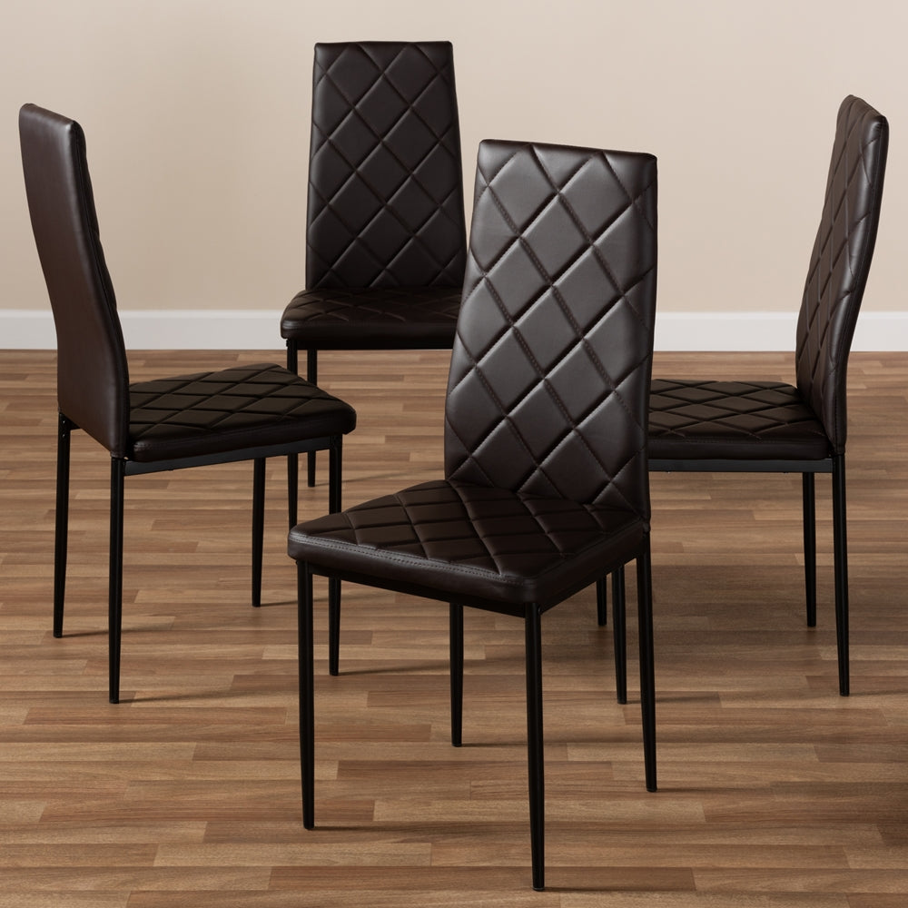 Baxton Studio Blaise Modern And Contemporary Brown Faux Leather Upholstered Dining Chair (Set Of 4)