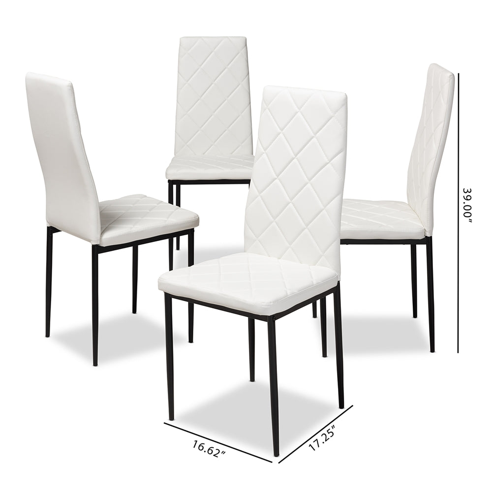 Baxton Studio Blaise Modern And Contemporary White Faux Leather Upholstered Dining Chair (Set Of 4)