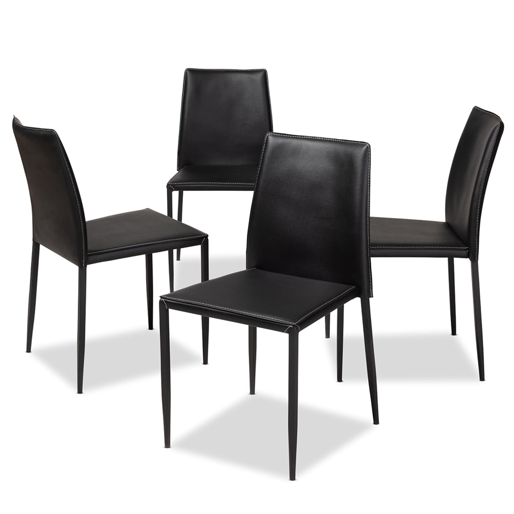 Baxton Studio Pascha Modern And Contemporary Black Faux Leather Upholstered Dining Chair (Set Of 4)