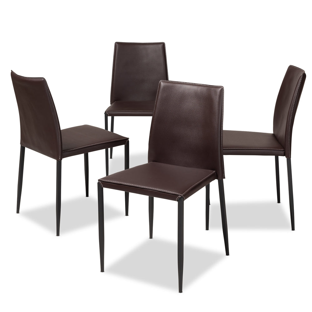 Baxton Studio Pascha Modern And Contemporary Brown Faux Leather Upholstered Dining Chair (Set Of 4)