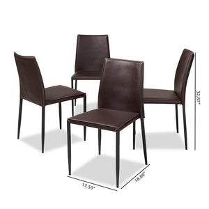 Baxton Studio Pascha Modern And Contemporary Brown Faux Leather Upholstered Dining Chair (Set Of 4)