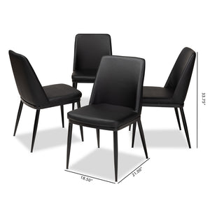 Baxton Studio Darcell Modern And Contemporary Black Faux Leather Upholstered Dining Chair (Set Of 4)