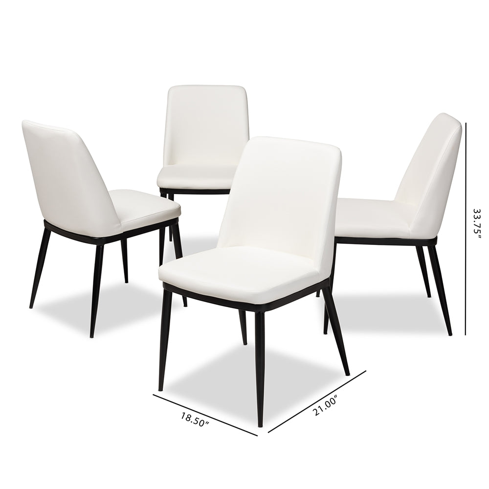 Baxton Studio Darcell Modern And Contemporary White Faux Leather Upholstered Dining Chair (Set Of 4)