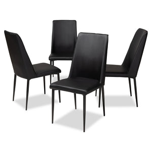 Baxton Studio Chandelle Modern And Contemporary Black Faux Leather Upholstered Dining Chair (Set Of 4)