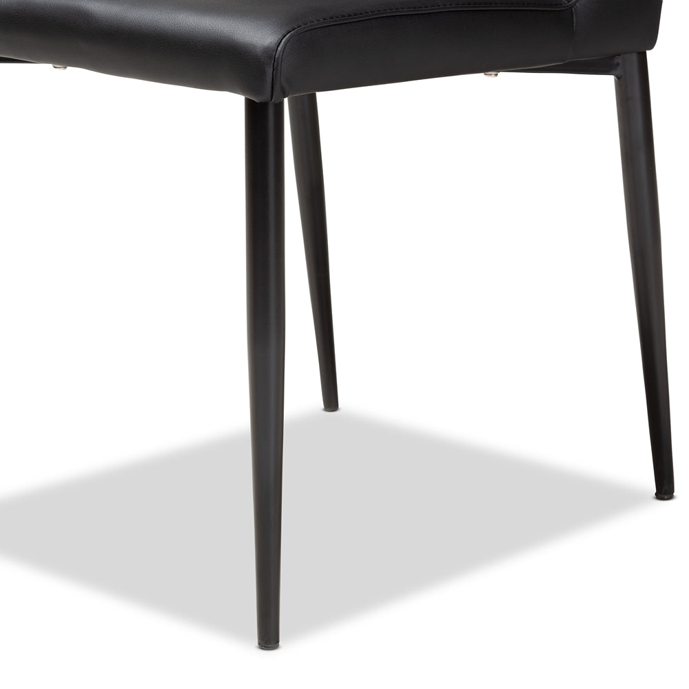 BAXTON STUDIO CHANDELLE MODERN AND CONTEMPORARY BLACK FAUX LEATHER UPHOLSTERED DINING CHAIR (SET OF 4)