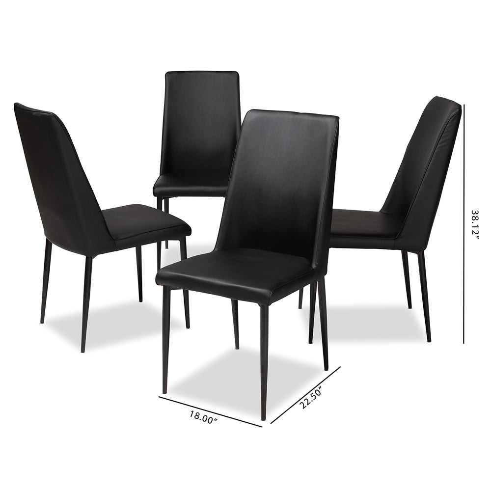 Baxton Studio Chandelle Modern And Contemporary Black Faux Leather Upholstered Dining Chair (Set Of 4)