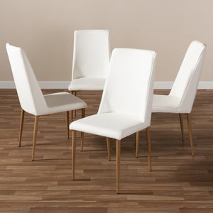 Baxton Studio Chandelle Modern And Contemporary White Faux Leather Upholstered Dining Chair (Set Of 4)