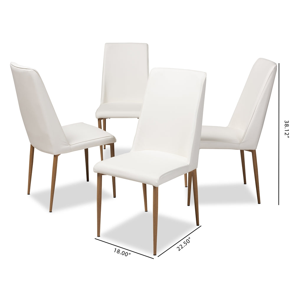 Baxton Studio Chandelle Modern And Contemporary White Faux Leather Upholstered Dining Chair (Set Of 4)