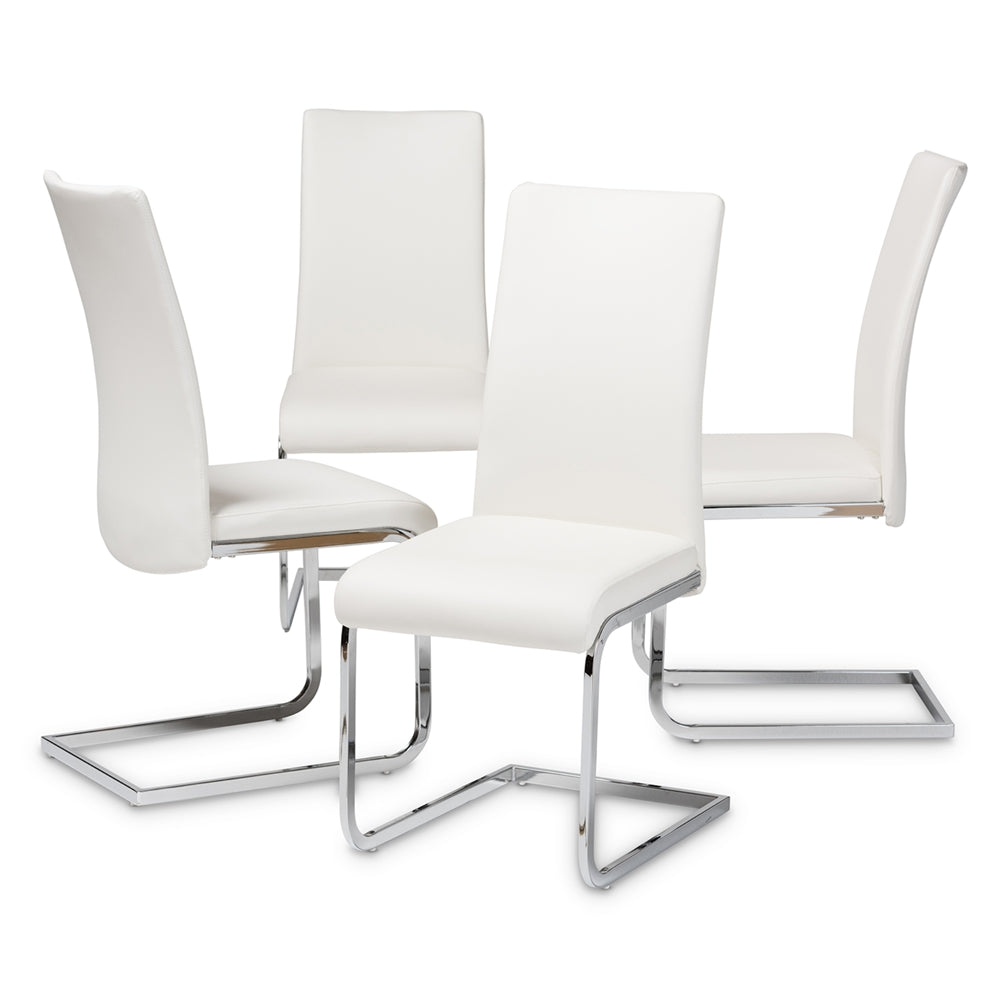 Baxton Studio Cyprien Modern And Contemporary White Faux Leather Upholstered Dining Chair (Set Of 4)