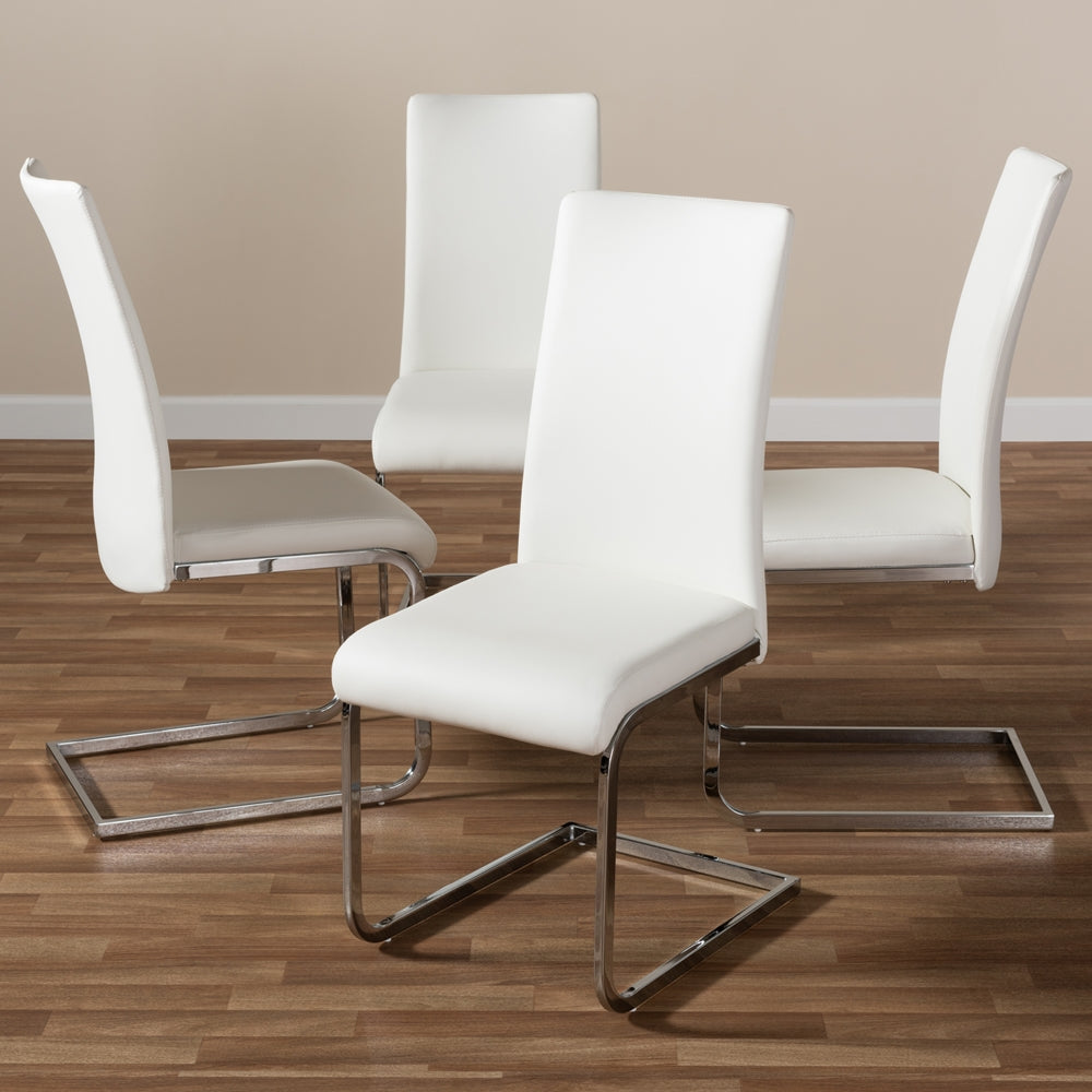 Baxton Studio Cyprien Modern And Contemporary White Faux Leather Upholstered Dining Chair (Set Of 4)