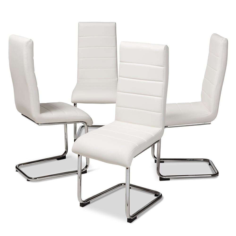 Baxton Studio Marlys Modern And Contemporary White Faux Leather Upholstered Dining Chair (Set Of 4)