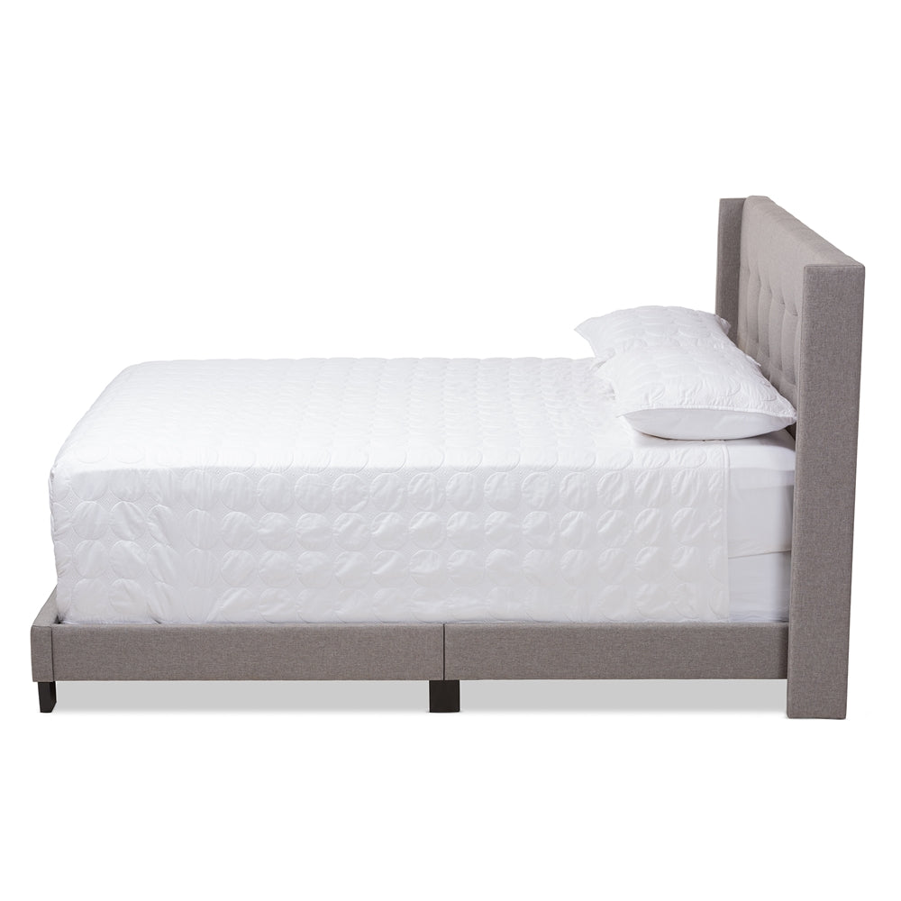 Baxton Studio Lisette Modern And Contemporary Grey Fabric Upholstered Queen Size Bed