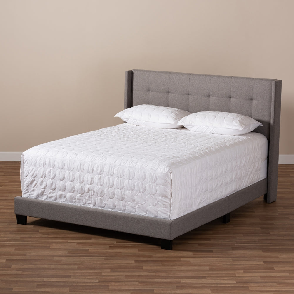 BAXTON STUDIO LISETTE MODERN AND CONTEMPORARY GREY FABRIC UPHOLSTERED KING SIZE BED