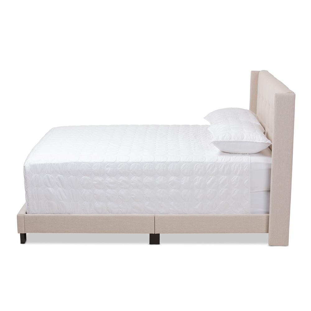 Baxton Studio Lisette Modern And Contemporary Beige Fabric Upholstered Queen Size Bed