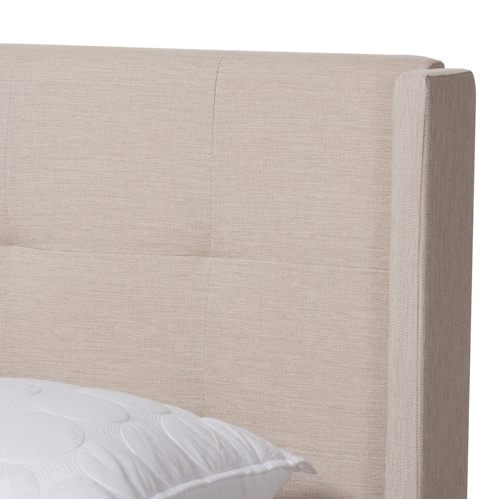 Baxton Studio Lisette Modern And Contemporary Beige Fabric Upholstered Queen Size Bed