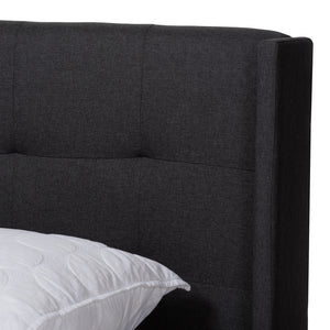 Baxton Studio Lisette Modern And Contemporary Charcoal Grey Fabric Upholstered King Size Bed