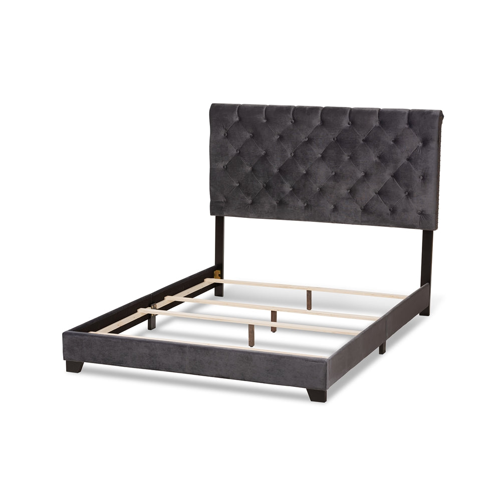 Baxton Studio Candace Luxe and Glamour Velvet Upholstered Bed