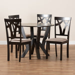 Load image into Gallery viewer, Baxton Studio Reagan Modern And Contemporary Sand Fabric Upholstered And Dark Brown Finished Wood 5-Piece Dining Set
