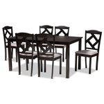 Load image into Gallery viewer, Baxton Studio Ruth Modern Transitional Grey Fabric Upholstered And Dark Brown Finished Wood 7-Piece Dining Set
