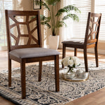 Load image into Gallery viewer, Baxton Studio Abilene Mid-Century Grey Fabric Upholstered And Walnut Brown Finished Dining Chair Set
