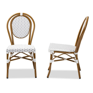 Baxton Studio Gauthier Classic French Indoor And Outdoor Grey And White Bamboo Style Stackable Bistro Dining Chair Set Of 2