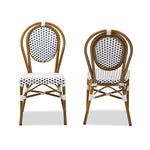 Load image into Gallery viewer, Baxton Studio Gauthier Classic French Indoor And Outdoor Navy And White Bamboo Style Bistro Stackable Dining Chair Set Of 2
