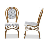 Load image into Gallery viewer, Baxton Studio Gauthier Classic French Indoor And Outdoor Navy And White Bamboo Style Bistro Stackable Dining Chair Set Of 2
